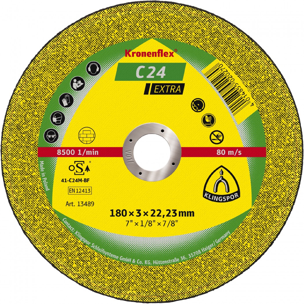 Отрезной круг по камню 180*3*22мм C24 EX KLINGSPOR 00013958 купить в  Екатеринбурге | Цены от region-tools.ru